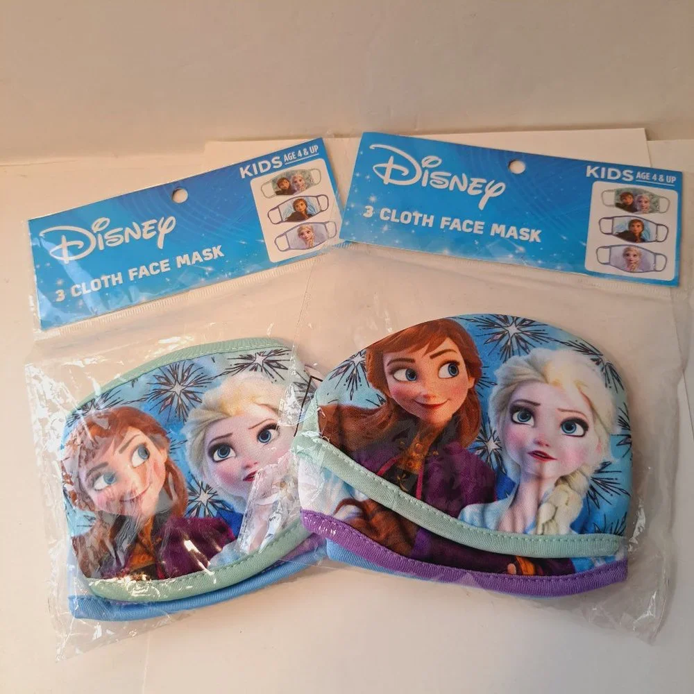 2 Packs Disney Frozen Elsa Anna 3 Pack Cloth Face Mask Washable Kids Ages 4 & Up